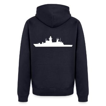 Korvette K130 - Braunschweig-Klasse - Unisex Premium Bio Zip Hoodie - Navy - Hinten - Nico (187cm)
