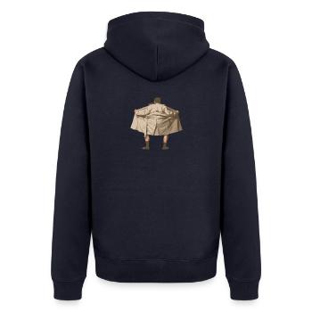 Lichthupe - Unisex Premium Bio Zip Hoodie - Navy - Hinten - Nico (187cm)