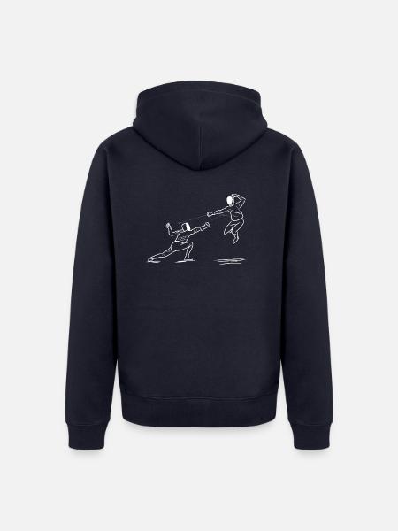 Fencing1 white - Unisex Premium Bio Zip Hoodie - Navy