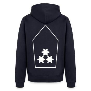 Zugführer Bundesheer (transparent/weiß/multicolor) - Unisex Premium Bio Zip Hoodie - Navy - Hinten - Nico (187cm)