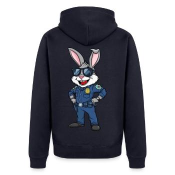Polizei Hasen Cops - Unisex Premium Bio Zip Hoodie - Navy - Hinten - Nico (187cm)