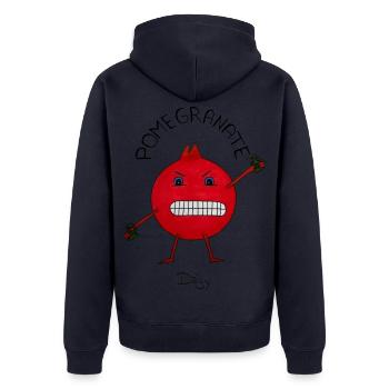 PomeGranate – wütender Granatapfel, Hitzkopf - Unisex Premium Bio Zip Hoodie - Navy - Hinten - Nico (187cm)
