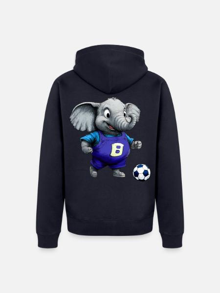 Elefanten Fussball / Fussballer Elefant - Unisex Premium Bio Zip Hoodie - Navy