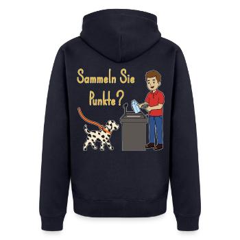 Lustiger Dalmatiner Spruch Supermarkt-Kasse Witz - Unisex Premium Bio Zip Hoodie - Navy - Hinten - Nico (187cm)