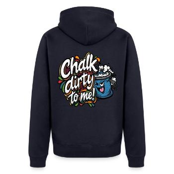 Chalk_Dirty_Too - Unisex Premium Bio Zip Hoodie - Navy - Hinten - Nico (187cm)