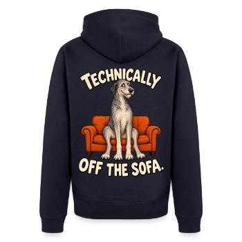 Wolfhound Sofa Regeln - Unisex Premium Bio Zip Hoodie - Navy - Hinten - Nico (187cm)