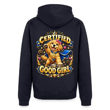 Zertifizierte Gute-Girl Hündin - Unisex Premium Bio Zip Hoodie - Navy - Hinten - Nico (187cm)