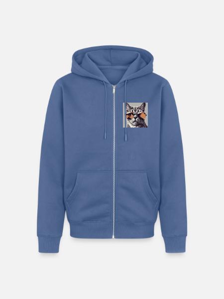 Cool Cat #1 - Unisex Premium Bio Zip Hoodie - Taubenblau