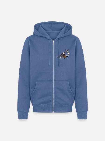 Süßer kleiner Seelenschnitter mit Geistern - Unisex Premium Bio Zip Hoodie - Taubenblau