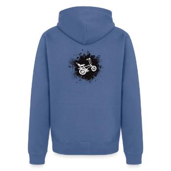 Chopper - Unisex Premium Bio Zip Hoodie - Taubenblau - Hinten - Nico (187cm)