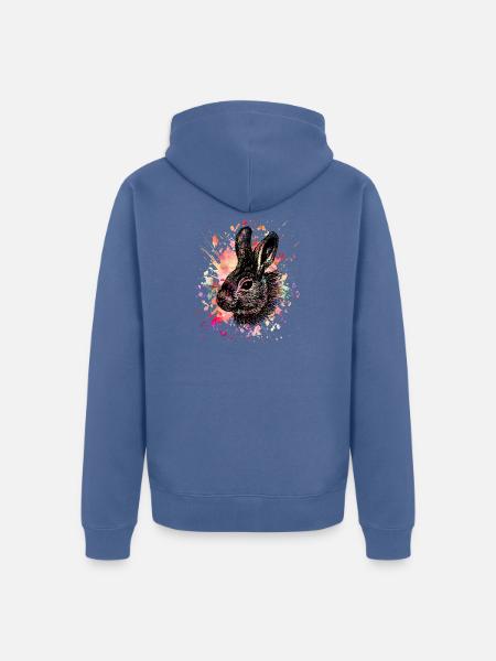Hase - Unisex Premium Bio Zip Hoodie - Taubenblau