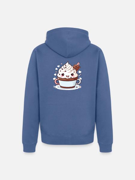 Charmanter Kakao-Begleiter - Unisex Premium Bio Zip Hoodie - Taubenblau