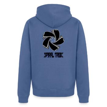 Spiral Tribe - Unisex Premium Bio Zip Hoodie - Taubenblau - Hinten - Nico (187cm)