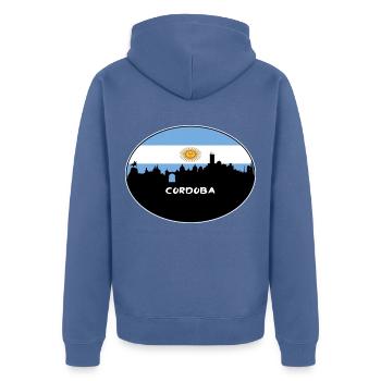 Cordoba Argentinien Flagge Skyline Silhouette Reisen - Unisex Premium Bio Zip Hoodie - Taubenblau - Hinten - Nico (187cm)