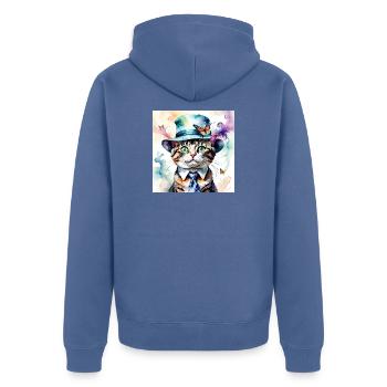 Monsieur Hercule - Unisex Premium Bio Zip Hoodie - Taubenblau - Hinten - Nico (187cm)