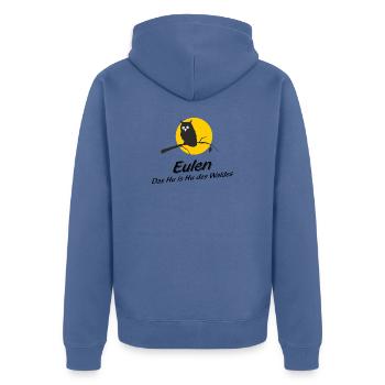 Eulen - das Hu is Hu des Waldes versus Who is Who - Unisex Premium Bio Zip Hoodie - Taubenblau - Hinten - Nico (187cm)