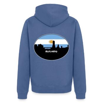 Rosario Argentinien Flagge Skyline Silhouette Reisen - Unisex Premium Bio Zip Hoodie - Taubenblau - Hinten - Nico (187cm)