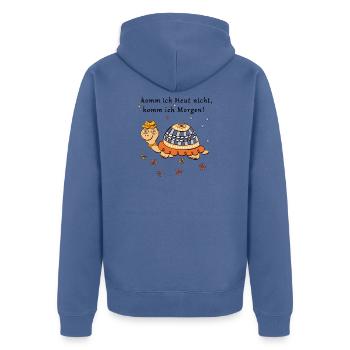 Schildkröte, komm ich Heut nicht, komm ich Morgen - Unisex Premium Bio Zip Hoodie - Taubenblau - Hinten - Nico (187cm)