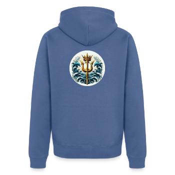 Trident Symbol - Unisex Premium Organic Zip Hoodie - stone blue - Back - Nico (187cm)