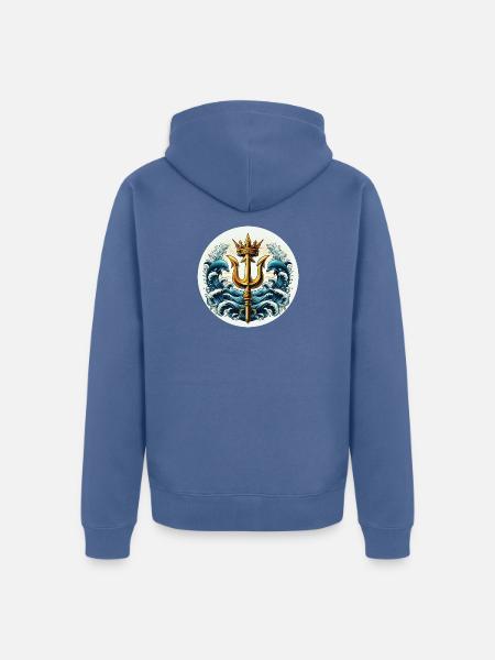 Trident Symbol - Unisex Premium Organic Zip Hoodie - stone blue