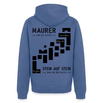 Maurer Hochbau Steinmetz - Unisex Premium Bio Zip Hoodie - Taubenblau - Hinten - Nico (187cm)