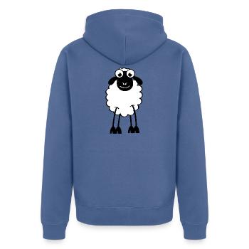 Schafe, weiße oder schwarze Schafe. Träumen oder schlafen - Unisex Premium Bio Zip Hoodie - Taubenblau - Hinten - Nico (187cm)