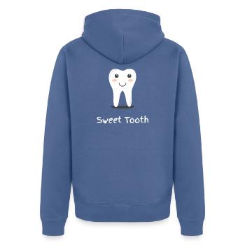 Sweet Tooth - Unisex Premium Bio Zip Hoodie - Taubenblau - Hinten - Nico (187cm)