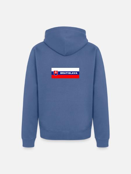 Bratislava City in Slovakian Flag - Unisex Premium Organic Zip Hoodie - stone blue
