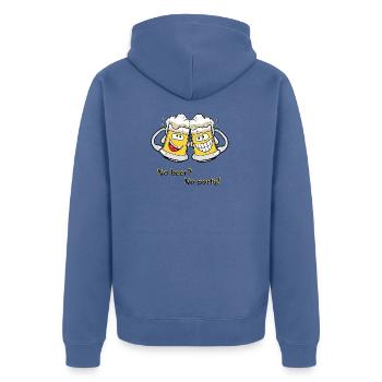 Beer mugs - Unisex Premium Organic Zip Hoodie - stone blue - Back - Nico (187cm)