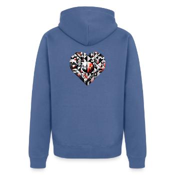 Geometrisches Herz: Ein großes Herz. - Unisex Premium Bio Zip Hoodie - Taubenblau - Hinten - Nico (187cm)