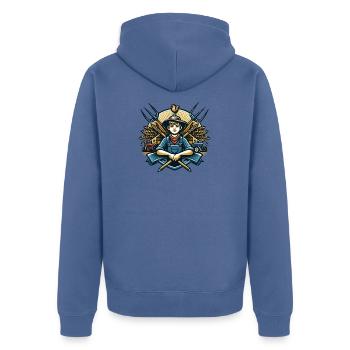 Logo du garçon du village - Veste à capuche bio Premium Unisexe - bleu pigeon - Dos - Nico (187cm)