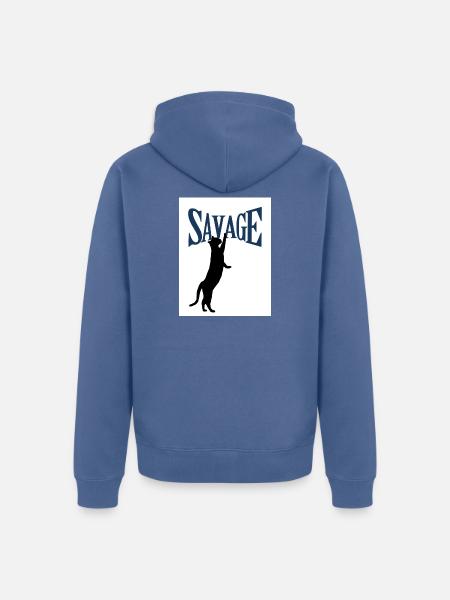 Wildkatze in Silhouette - Unisex Premium Bio Zip Hoodie - Taubenblau