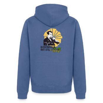 Biertrinker mit Stil - Unisex Premium Bio Zip Hoodie - Taubenblau - Hinten - Nico (187cm)