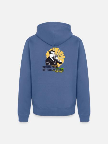 Biertrinker mit Stil - Unisex Premium Bio Zip Hoodie - Taubenblau