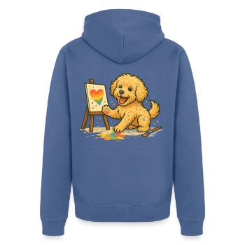 Maltipoo malt Liebe – Pride & Farbenfreude - Unisex Premium Bio Zip Hoodie - Taubenblau - Hinten - Nico (187cm)