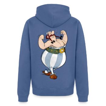 Asterix Obelix Hände In Den Taschen - Unisex Premium Bio Zip Hoodie - Taubenblau - Hinten - Nico (187cm)