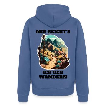 Bergpfad im Sonnenlicht Sticker - Unisex Premium Bio Zip Hoodie - Taubenblau - Hinten - Nico (187cm)