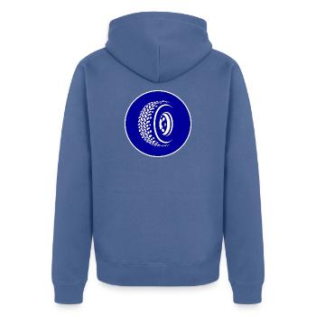 Allrad Schild AT-Reifen Pflicht - Unisex Premium Bio Zip Hoodie - Taubenblau - Hinten - Nico (187cm)