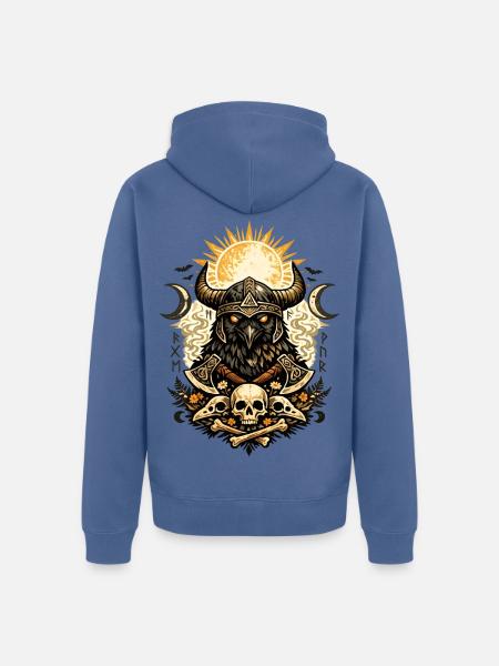Rabenkrieger-Sonnenkranz - Unisex Premium Bio Zip Hoodie - Taubenblau