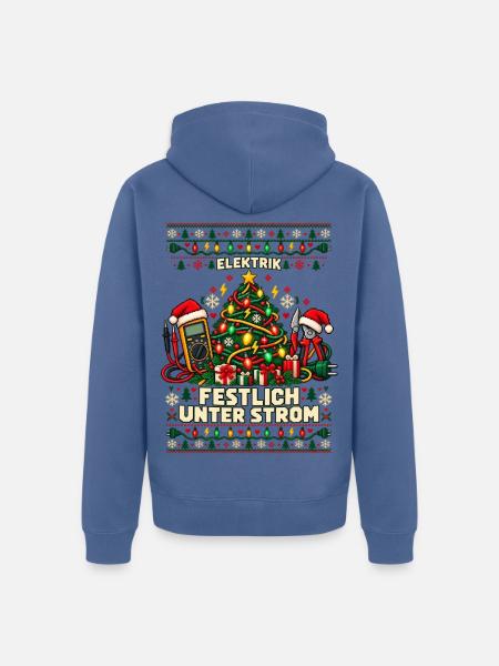 Elektrik - Festlich unter Strom - Unisex Premium Bio Zip Hoodie - Taubenblau