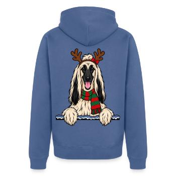 Weihnachten Afghanischer Windhund - Unisex Premium Bio Zip Hoodie - Taubenblau - Hinten - Nico (187cm)