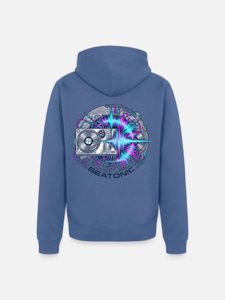 Beatronic Neon DJ Circuit - Unisex Premium Bio Zip Hoodie - Taubenblau