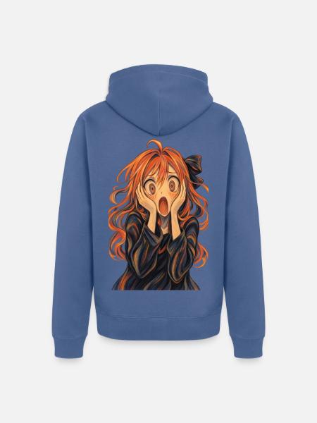 Der Schrei im Anime-Stil - Unisex Premium Bio Zip Hoodie - Taubenblau