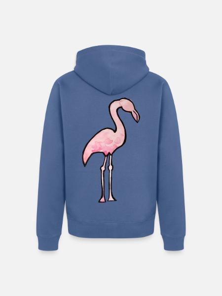 Aquarell Flamingo Pink Silhouette - Unisex Premium Bio Zip Hoodie - Taubenblau