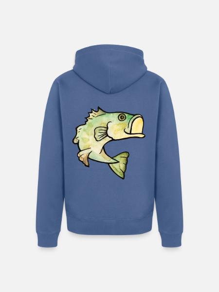 Aquarell Fischspritzer - Unisex Premium Bio Zip Hoodie - Taubenblau
