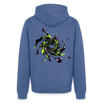 Giftiger Neon-Flüssigchromwirbel - Unisex Premium Bio Zip Hoodie - Taubenblau - Hinten - Nico (187cm)