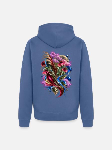 Kosmische Blütenbänder - Unisex Premium Bio Zip Hoodie - Taubenblau