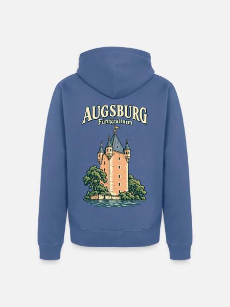 Augsburg Fünfgratturm - Unisex Premium Bio Zip Hoodie - Taubenblau