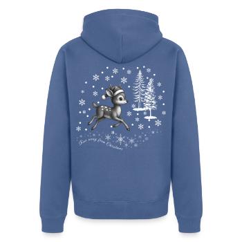 Rentier Schnee reindeer ugly Christmas Weihnachten - Unisex Premium Bio Zip Hoodie - Taubenblau - Hinten - Nico (187cm)