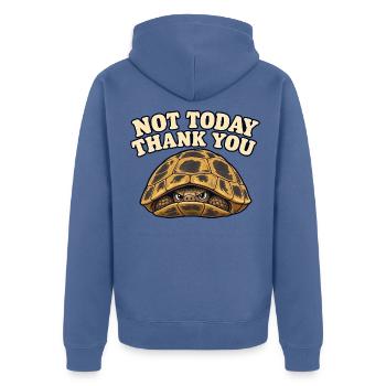 Nicht heute, Schildkröte - Unisex Premium Bio Zip Hoodie - Taubenblau - Hinten - Nico (187cm)